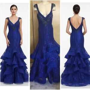 Unique V  Gown Royal Blue Mac Duggal Dress